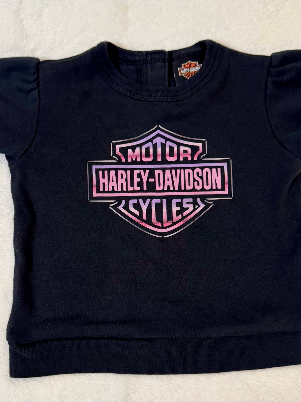 Harley-Davidson Black Tee with Pink Shield Logo